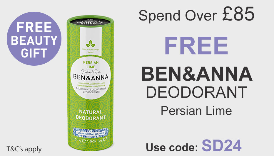 All Natural Me Spend Over 85 and Get a Free Ben & Anna Deodorant - Persian Lime. Use Code SD24 at checkout