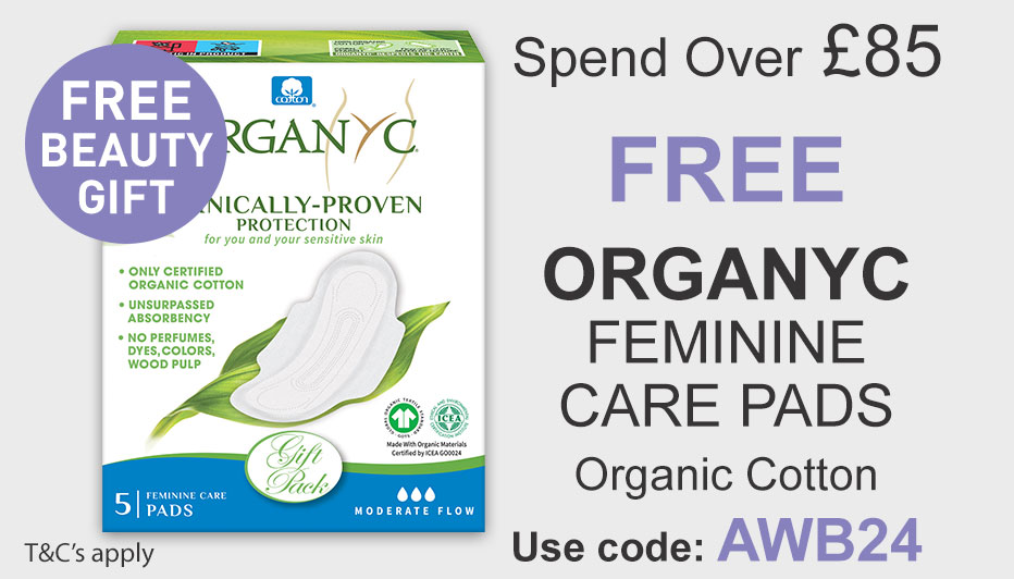 All Natural Me Spend Over 85 and Get a Free Organyc Moderate Flow Sample Pack.  Use Code AWB24 at checkout