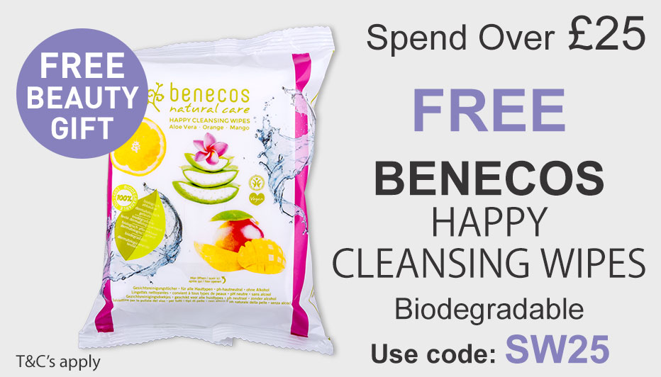 All Natural Me Spend Over £25 and get a Free Benecos Happy Cleansing Wipes. Use Code SW25